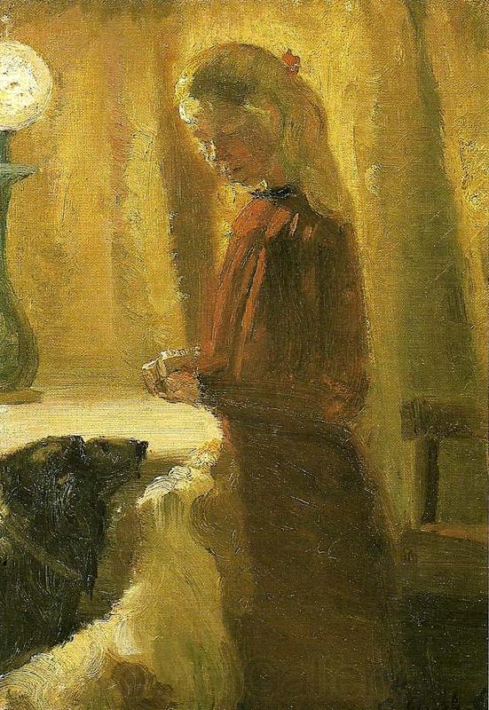 Anna Ancher hundene fodres Norge oil painting art